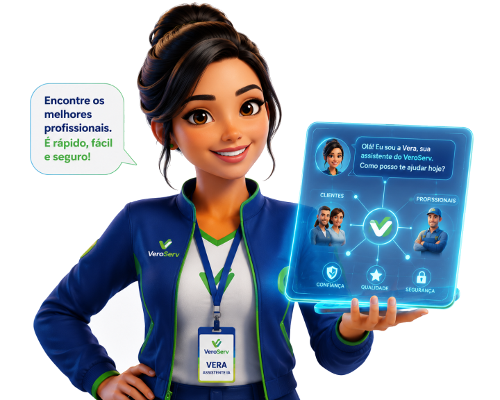 Vera — assistente com IA da VeroServ (holograma)